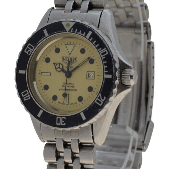 Midsize 32mm Heuer Pre-Tag Luminous 1000 Series SS Watch! Ref: 980.115N w/ B+P! - Picture 2 of 14